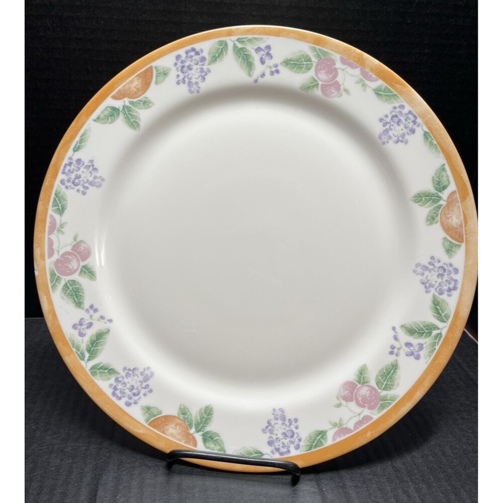 Arcopal Gastronomie France Floral Fruit 12.5" Opal Glass Dinner Plate Farmhouse